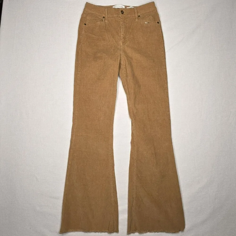 ReGeneration by Celebrity Pink Flower Beige Brown Corduroy Flare Leg Pants 5/27